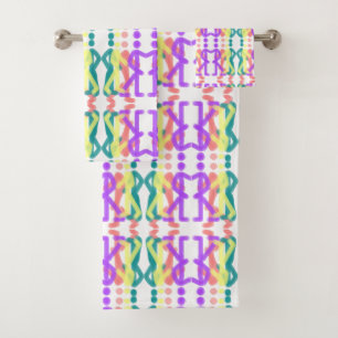 Regenbogenfiguren verflochtenes Design Badhandtuch Set