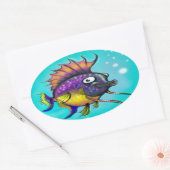 Regenbogenfisch Ovaler Aufkleber (Umschlag)