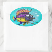 Regenbogenfisch Ovaler Aufkleber (Tasche)