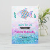 Regenbogenfisch Party Einladung (Stehend Vorderseite)