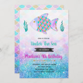 Regenbogenfisch Party Einladung (Vorne/Hinten)