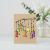Regenbogenfische auf Haken Postkarte (Stehend Vorderseite)