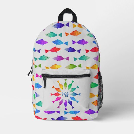 Regenbogenfische im Ozean niedliche bunte Muster Bedruckter Rucksack (Vorderseite)