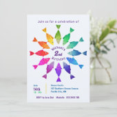 Regenbogenfische im Ozean niedliche bunte Muster Einladung (Stehend Vorderseite)