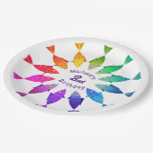 Regenbogenfische im Ozean niedliche bunte Muster Pappteller (Schrägansicht)