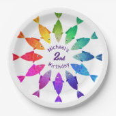 Regenbogenfische im Ozean niedliche bunte Muster Pappteller (Vorderseite)