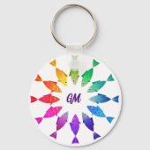 Regenbogenfische im Ozean niedliche bunte Muster Schlüsselanhänger (Rückseite)