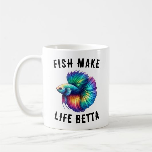 Regenbogenfische machen das Leben Betta-Sprichwort Kaffeetasse (Links)