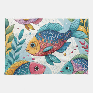 Regenbogenfische unter Wasser Geschirrtuch