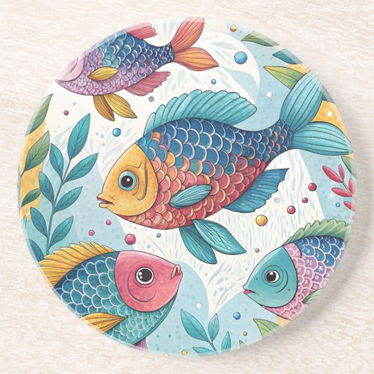 Regenbogenfische unter Wasser Getränkeuntersetzer (Vorne)