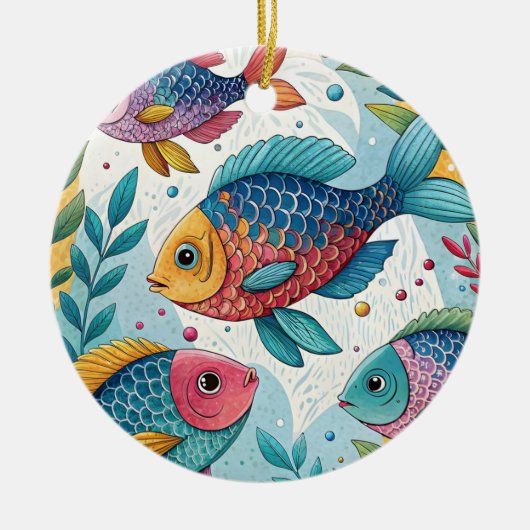 Regenbogenfische unter Wasser Keramik Ornament (Vorne)