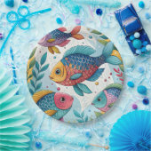 Regenbogenfische unter Wasser Pappteller (Party)