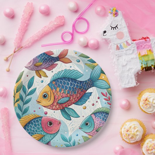 Regenbogenfische unter Wasser Pappteller (Party)
