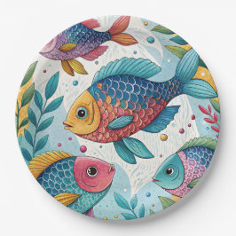 Regenbogenfische unter Wasser Pappteller