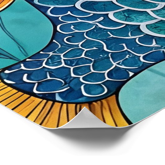 Regenbogenfische unter Wasser Poster (Ecke)