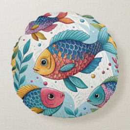 Regenbogenfische unter Wasser Rundes Kissen