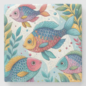 Regenbogenfische unter Wasser Steinuntersetzer (Vorderseite)