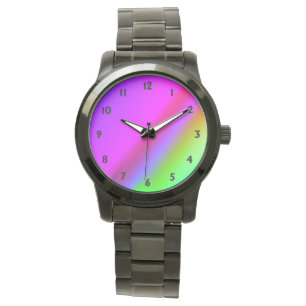 Regenbogenfläche mit schwarzen Zahlen Armbanduhr