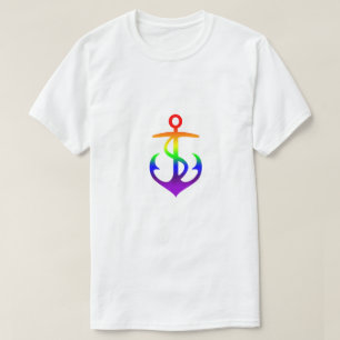 Regenbogenflagge Anker Farben GLBTQ Design Schwul  T-Shirt