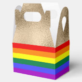 Regenbogenflagge auf Gold Geschenkschachtel (Geöffnet)