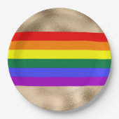 Regenbogenflagge auf Gold Pappteller (Vorderseite)