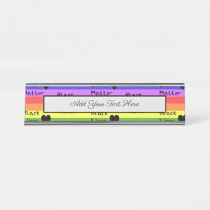 Regenbogenflagge Black Lives Matter Text LGBTQ Schreibtischnamensplakette