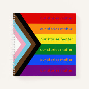 Regenbogenflagge der intersektionalen Pride-Storie Notizblock