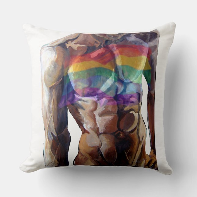 Regenbogenflagge der männlichen Torso  Kissen (Vorderseite)