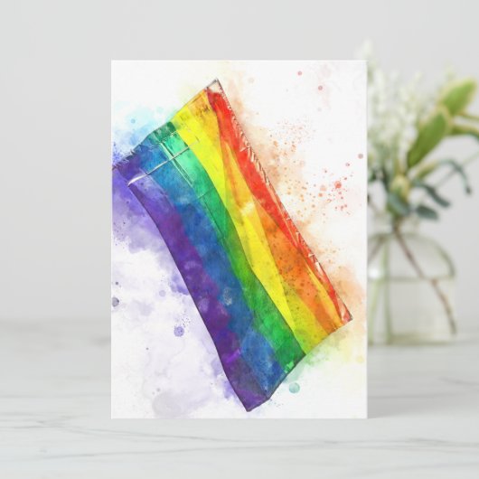 Regenbogenflagge Einladung (Stehend Vorderseite)