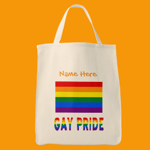 Regenbogenflagge Gay Pride Orange Personalisiert  Tragetasche