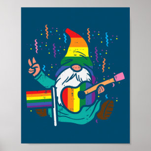 Regenbogenflagge Gnom Gitarre LGBT Pride Monat Sch Poster