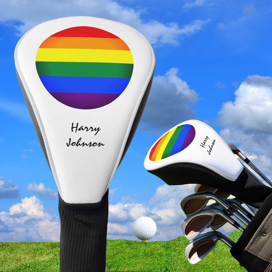 Regenbogenflagge & Golfen mit Monogramm / LGBT Golf Headcover