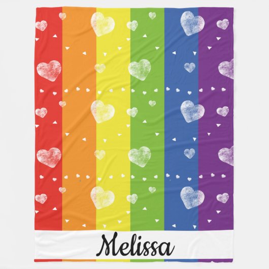 Regenbogenflagge | Herz | Name | Fleece Blanket (Vorderseite)