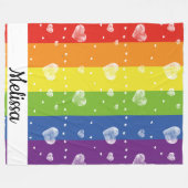 Regenbogenflagge | Herz | Name | Fleece Blanket (Vorderseite (Horizontal))