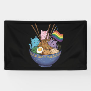 Regenbogenflagge Katzen Ramen Anime Gay Pride Mona Banner