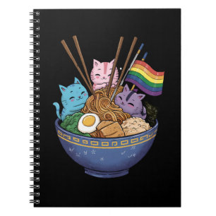 Regenbogenflagge Katzen Ramen Anime Gay Pride Mona Notizblock