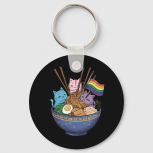 Regenbogenflagge Katzen Ramen Anime Gay Pride Mona Schlüsselanhänger