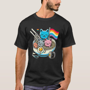 Regenbogenflagge Katzen Ramen LGBTQ Gay Pride Mona T-Shirt