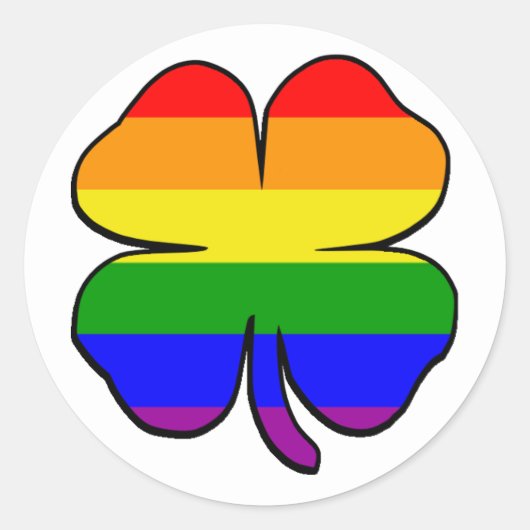 Regenbogenflagge Kleeblatt Runder Aufkleber (Vorderseite)