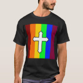 Regenbogenflagge - Kreuz T-Shirt (Vorderseite)