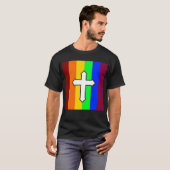 Regenbogenflagge - Kreuz T-Shirt (Vorne ganz)