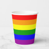Regenbogenflagge LGBTQAI+ Regenbogenfarben Pappbecher (Rückseite)