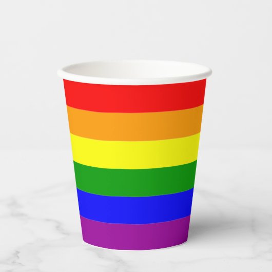 Regenbogenflagge LGBTQAI+ Regenbogenfarben Pappbecher (Vorderseite)