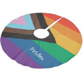 Regenbogenflagge - LGBTQIA - Personalize - Baumroc Polyester Weihnachtsbaumdecke (Schrägansicht)