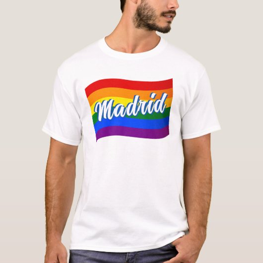 Regenbogenflagge Madrid Spanien Gay Pride LGBT LGB T-Shirt (Vorderseite)