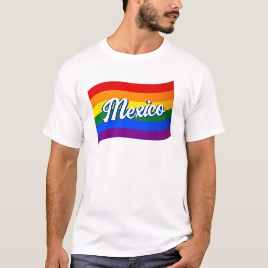 Regenbogenflagge Mexiko Gay Pride LGBTQ T-Shirt (Vorderseite)