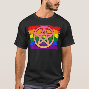 Regenbogenflagge Pentakel Goth Lgbtq Gay Pride Pen T-Shirt