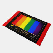 Regenbogenflagge & Pride House Matts / LGBT Doorma Fußmatte (Schrägansicht)