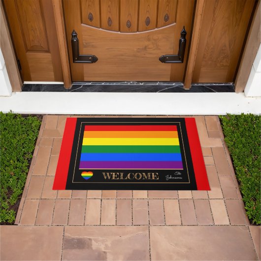 Regenbogenflagge & Pride House Matts / LGBT Doorma Fußmatte (Außenbereich)