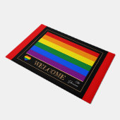 Regenbogenflagge & Pride House Matts / LGBT Doorma Fußmatte (Schrägansicht)